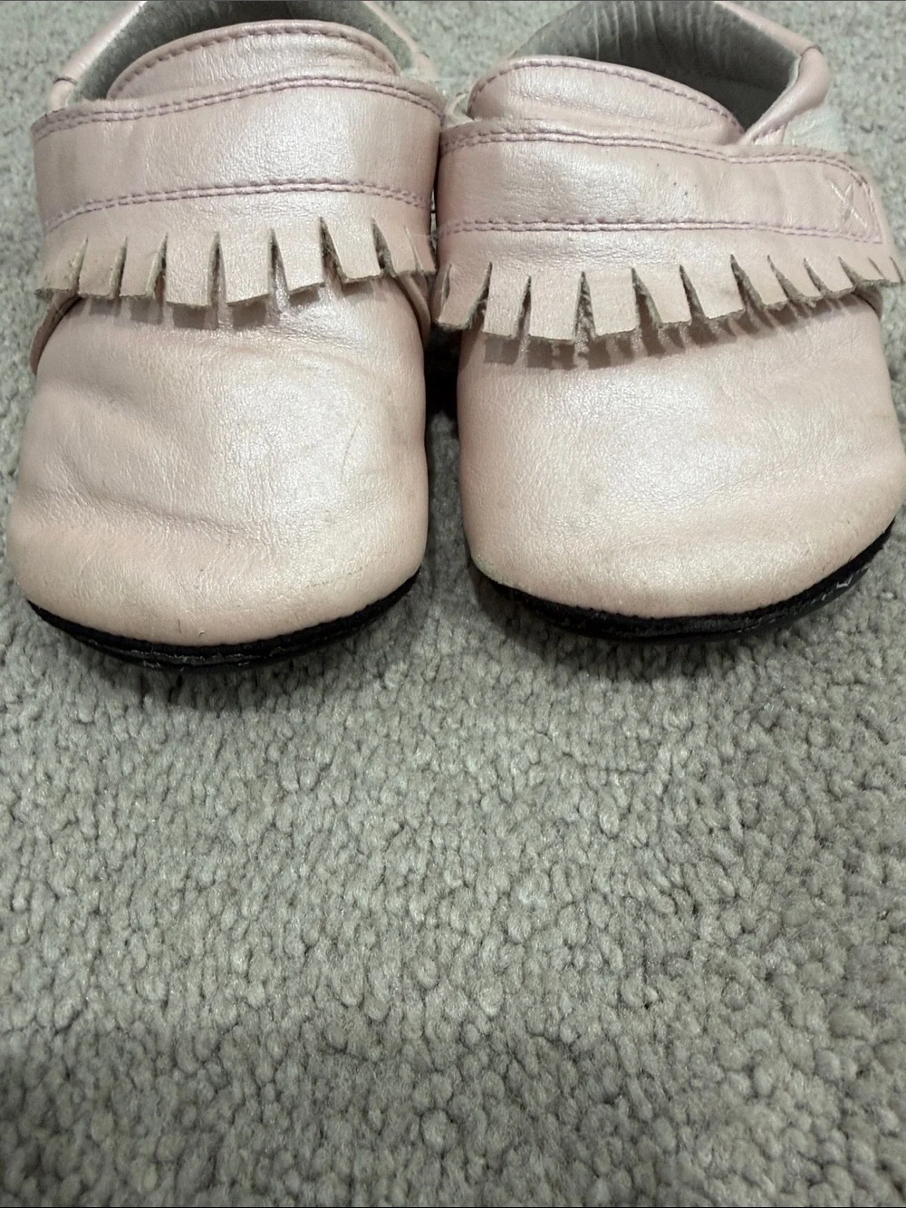 Jack & Lily Pink Fringe Leather Baby Moccasins